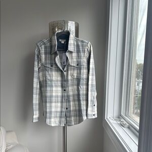 Outerknown Gray and Cream Plaid Shirt